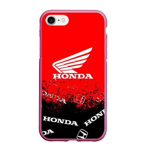 Чехол iPhone 7/8 матовый Honda sport брызги / 3D-Малиновый – фото 1