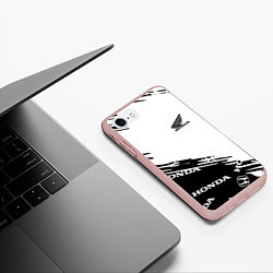 Чехол iPhone 7/8 матовый Honda sport pattern, цвет: 3D-светло-розовый — фото 2