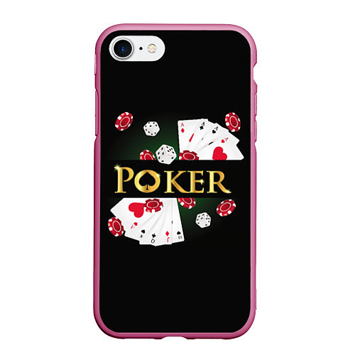 Чехол iPhone 7/8 матовый Покер POKER / 3D-Малиновый – фото 1