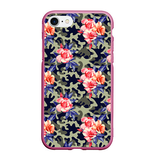 Чехол iPhone 7/8 матовый Military rose / 3D-Малиновый – фото 1