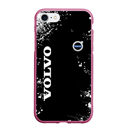 Чехол iPhone 7/8 матовый Volvo капли и брызги красок / 3D-Малиновый – фото 1