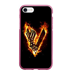 Чехол iPhone 7/8 матовый Викинги: Вальхалла, логотип, цвет: 3D-малиновый