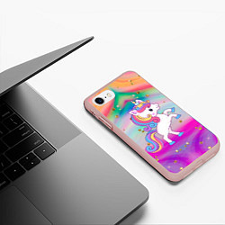 Чехол iPhone 7/8 матовый Единорог и блестяшки, цвет: 3D-светло-розовый — фото 2