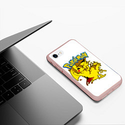 Чехол iPhone 7/8 матовый Пикачу злой Pokemon, цвет: 3D-светло-розовый — фото 2