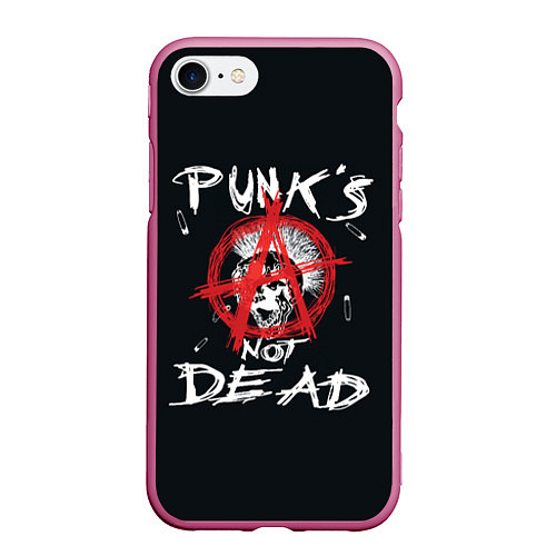 Чехол iPhone 7/8 матовый Punks Not Dead Анархия / 3D-Малиновый – фото 1