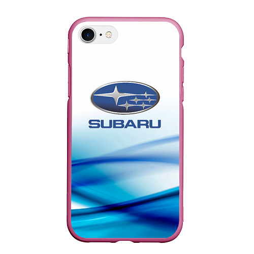 Чехол iPhone 7/8 матовый Subaru Спорт текстура / 3D-Малиновый – фото 1