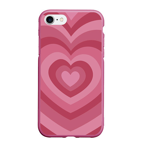 Чехол iPhone 7/8 матовый Сердца LOVE / 3D-Малиновый – фото 1