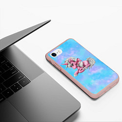 Чехол iPhone 7/8 матовый Единорог с белой гривой, цвет: 3D-светло-розовый — фото 2