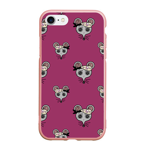 Чехол iPhone 7/8 матовый Ниндзя-мыши Клинок, рассекающий демонов Kimetsu no / 3D-Светло-розовый – фото 1