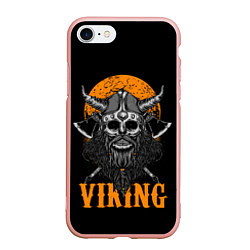 Чехол iPhone 7/8 матовый ЧЕРЕП ВИКИНГА VIKINGS SKULL, цвет: 3D-светло-розовый