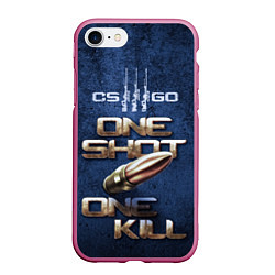 Чехол iPhone 7/8 матовый One Shot One Kill CS GO, цвет: 3D-малиновый