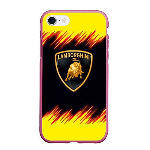 Чехол iPhone 7/8 матовый Lamborghini Neon / 3D-Малиновый – фото 1