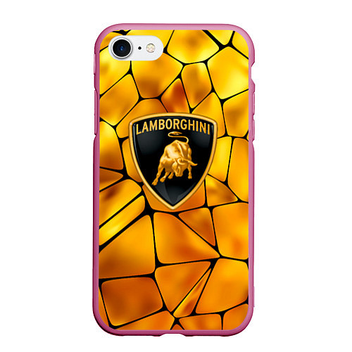 Чехол iPhone 7/8 матовый Lamborghini Gold плиты / 3D-Малиновый – фото 1