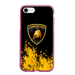 Чехол iPhone 7/8 матовый Lamborghini Fire, цвет: 3D-малиновый