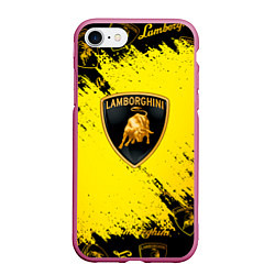 Чехол iPhone 7/8 матовый Lamborghini Gold Sport, цвет: 3D-малиновый