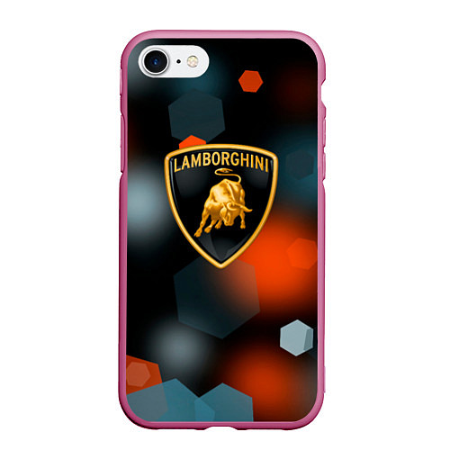 Чехол iPhone 7/8 матовый Lamborghini - Размытие / 3D-Малиновый – фото 1