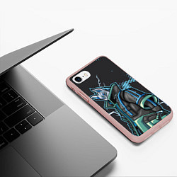 Чехол iPhone 7/8 матовый Фортнайт Китсунэ в синем, цвет: 3D-светло-розовый — фото 2