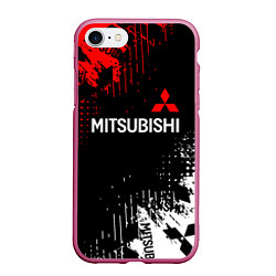 Чехол iPhone 7/8 матовый Mitsubishi Sport Pattern, цвет: 3D-малиновый