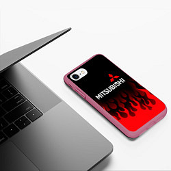 Чехол iPhone 7/8 матовый Mitsubishi Огонь, цвет: 3D-малиновый — фото 2