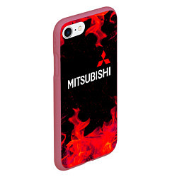 Чехол iPhone 7/8 матовый Mitsubishi пламя огня, цвет: 3D-малиновый — фото 2