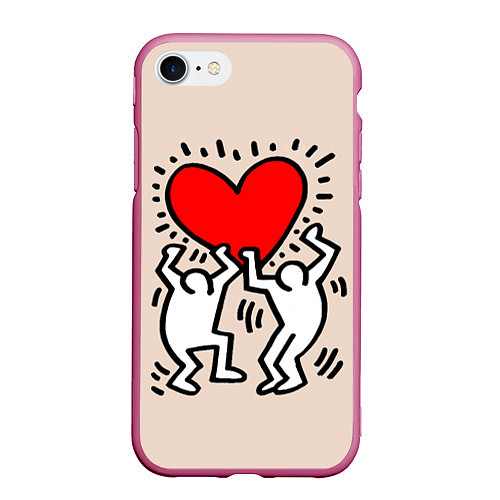 Чехол iPhone 7/8 матовый Светлое сердце / 3D-Малиновый – фото 1