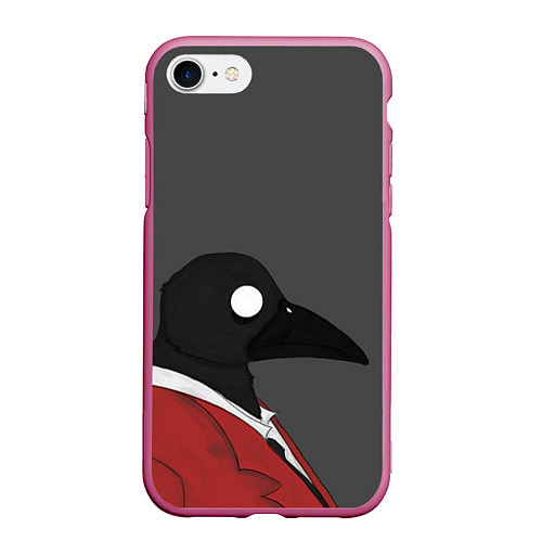 Чехол iPhone 7/8 матовый Чёрная ворона / 3D-Малиновый – фото 1