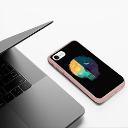 Чехол iPhone 7/8 матовый Смена дня и ночи Череп, цвет: 3D-светло-розовый — фото 2