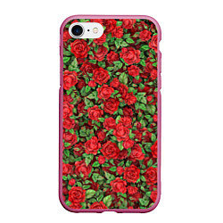 Чехол iPhone 7/8 матовый Букет алых роз, цвет: 3D-малиновый