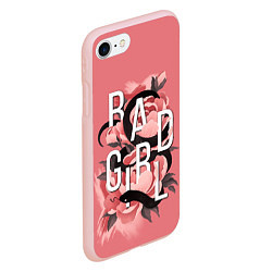 Чехол iPhone 7/8 матовый Bad Girl Snake and flowers, цвет: 3D-светло-розовый — фото 2