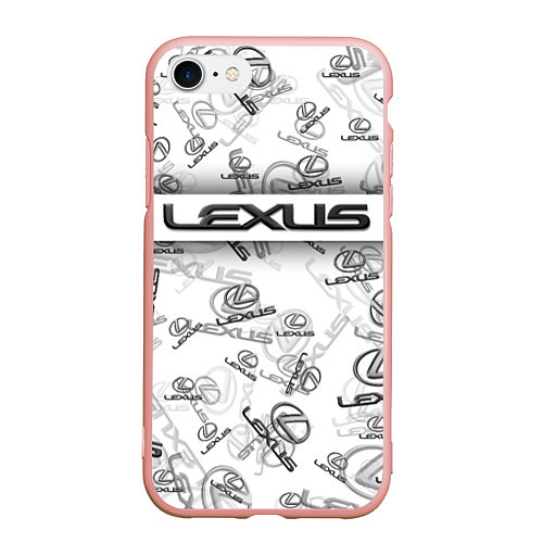 Чехол iPhone 7/8 матовый LEXUS BIG EMBLEMA PATTERN / 3D-Светло-розовый – фото 1