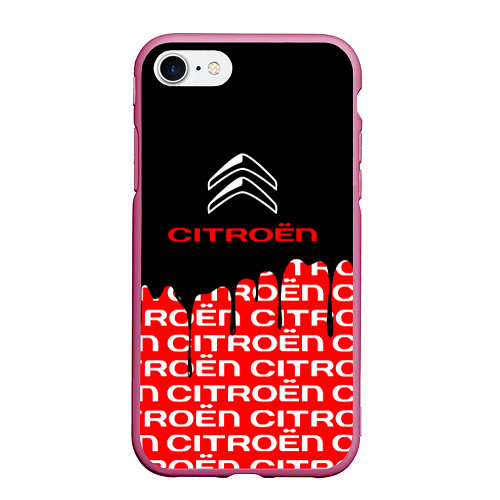 Чехол iPhone 7/8 матовый Citroen ситроен / 3D-Малиновый – фото 1