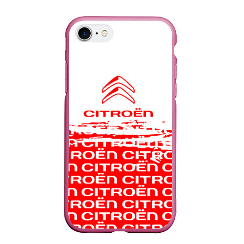 Чехол iPhone 7/8 матовый Citroen Паттерн / 3D-Малиновый – фото 1