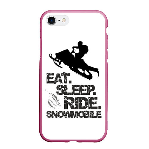 Чехол iPhone 7/8 матовый EAT SLEEP RIDE SNOWMOBILE / 3D-Малиновый – фото 1