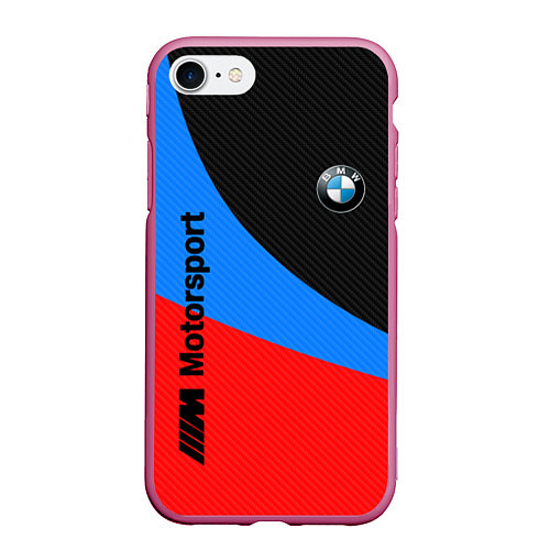 Чехол iPhone 7/8 матовый BMW MOTOSPORT 2022 / 3D-Малиновый – фото 1