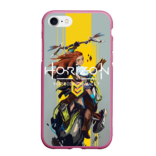 Чехол iPhone 7/8 матовый Horizon forbidden west Aloy / 3D-Малиновый – фото 1