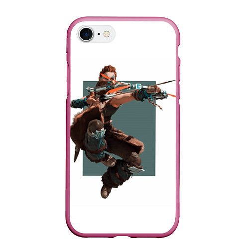 Чехол iPhone 7/8 матовый Forbidden West Horizon / 3D-Малиновый – фото 1