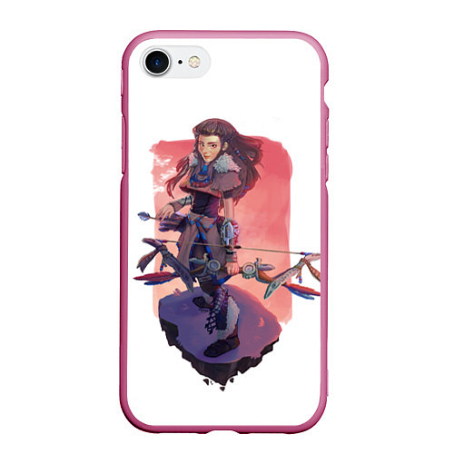 Чехол iPhone 7/8 матовый Aloy Forbidden West / 3D-Малиновый – фото 1