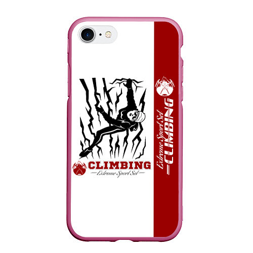 Чехол iPhone 7/8 матовый Альпинизм Climbing / 3D-Малиновый – фото 1