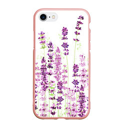 Чехол iPhone 7/8 матовый Цветы Лаванды акварелью, цвет: 3D-светло-розовый