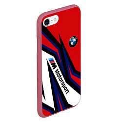 Чехол iPhone 7/8 матовый БМВ МОТОСПОРТ BMW MOTOSPORT, цвет: 3D-малиновый — фото 2