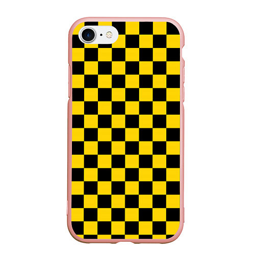 Чехол iPhone 7/8 матовый Такси Шахматные Клетки / 3D-Светло-розовый – фото 1