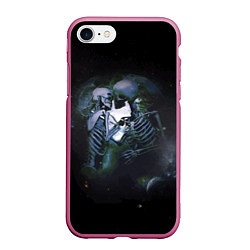 Чехол iPhone 7/8 матовый Галактическая беспредельная любовь, цвет: 3D-малиновый