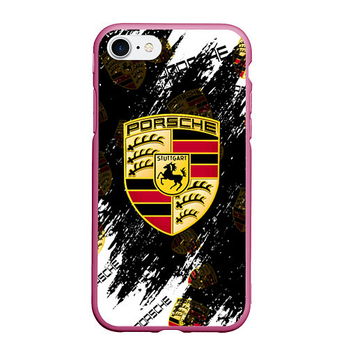 Чехол iPhone 7/8 матовый Porsche порше sport / 3D-Малиновый – фото 1