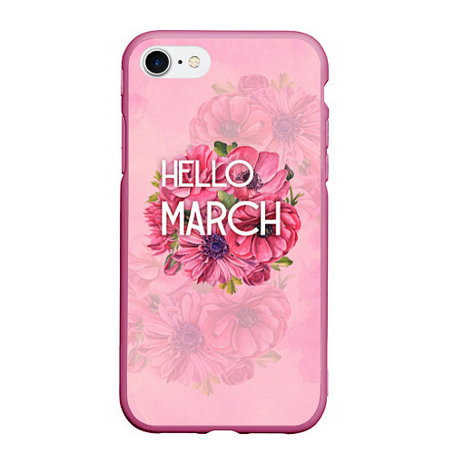 Чехол iPhone 7/8 матовый Hello march / 3D-Малиновый – фото 1