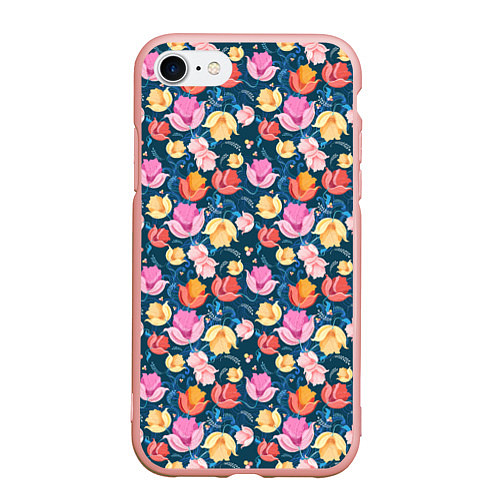 Чехол iPhone 7/8 матовый Поле цветов / 3D-Светло-розовый – фото 1