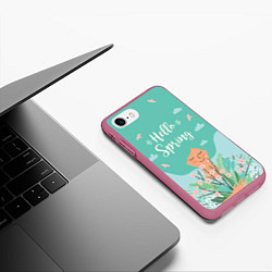 Чехол iPhone 7/8 матовый Hello spring, цвет: 3D-малиновый — фото 2
