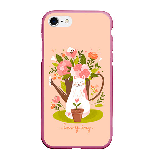 Чехол iPhone 7/8 матовый Love spring / 3D-Малиновый – фото 1