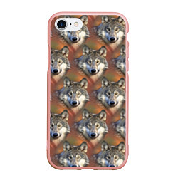 Чехол iPhone 7/8 матовый Волки Wolfs паттерн, цвет: 3D-светло-розовый