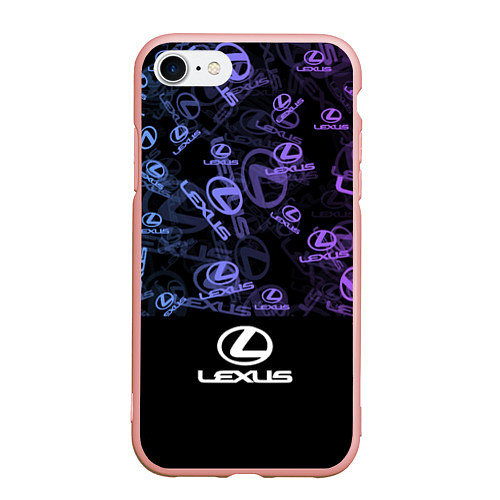 Чехол iPhone 7/8 матовый LEXUS LOGO NEON PATTERN / 3D-Светло-розовый – фото 1