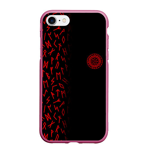 Чехол iPhone 7/8 матовый Вегвизир Half runes pattern / 3D-Малиновый – фото 1